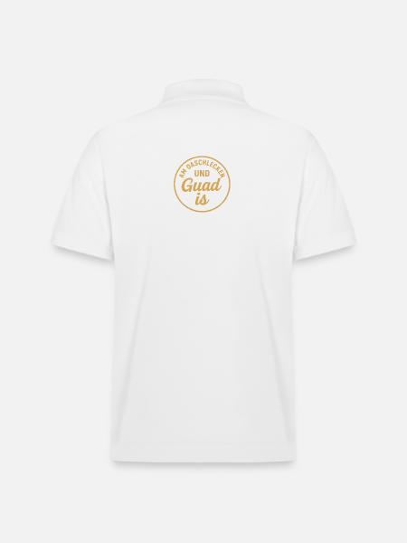 Guud is Dialect Round Badge - Stanley/Stella Unisex Organic Polo Shirt PREPSTER - white