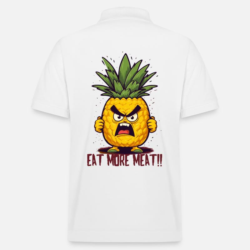 Wütende Ananas: Iss mehr Fleisch - Stanley/Stella Unisex Bio-Poloshirt PREPSTER - Weiß
