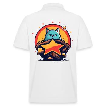 Brave and bold cat - Stanley/Stella Unisex Organic Polo Shirt PREPSTER - white - Back - Andy (188cm)