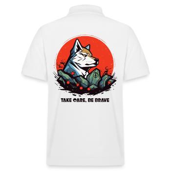 Be brave as a wolf - Stanley/Stella Unisex Organic Polo Shirt PREPSTER - white - Back - Andy (188cm)