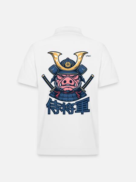 Shogun Samurai Pig - Stanley/Stella Unisex Organic Polo Shirt PREPSTER - white