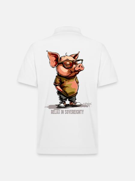 Relaxed Sovereign Pig - Stanley/Stella Unisex Organic Polo Shirt PREPSTER - white