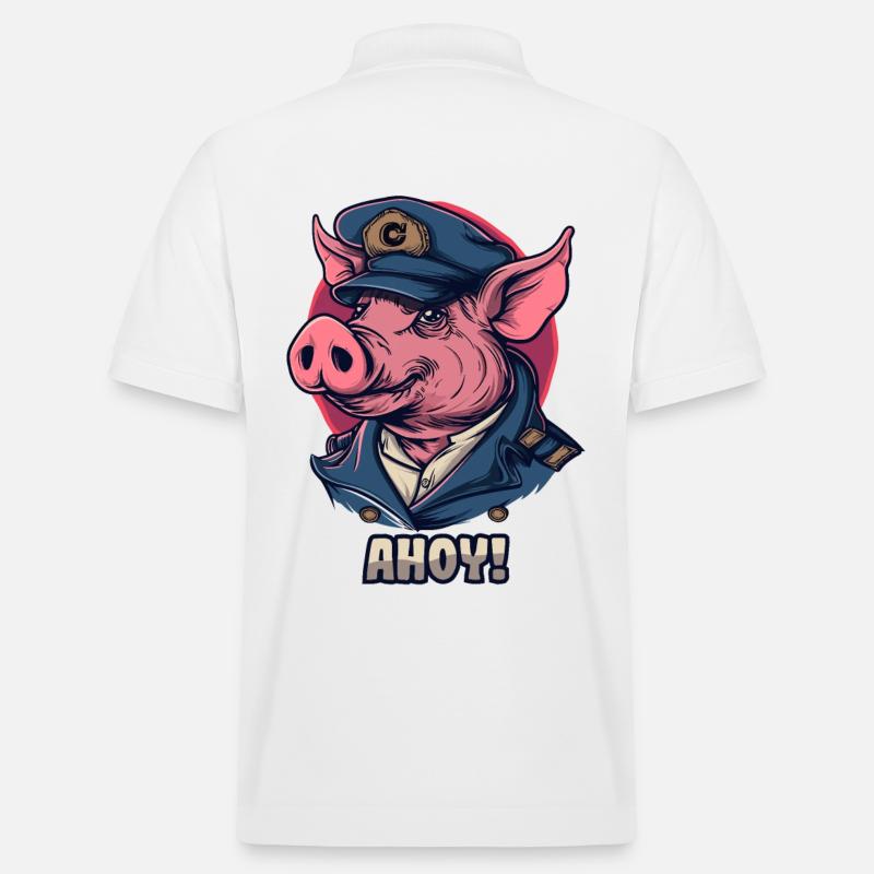 Le Capitaine Cochon dit "Ahoy" - Polo PREPSTER bio Stanley/Stella Unisexe - blanc