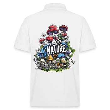 Fleurs, champignons, herbe, oiseaux - une prairie de nature - Polo PREPSTER bio Stanley/Stella Unisexe - blanc - Dos - Andy (188cm)