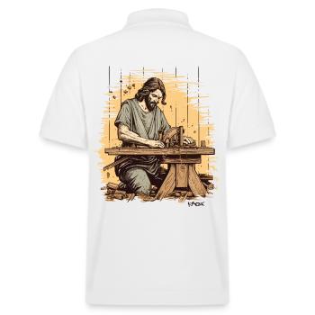 Jesus und Josef, die Zimmerleute: Zimmermann - Stanley/Stella Unisex Bio-Poloshirt PREPSTER - Weiß - Hinten - Andy (188cm)