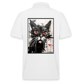 Dessin au crayon de couleur en papier carbone d’un chat - Polo PREPSTER bio Stanley/Stella Unisexe - blanc - Dos - Andy (188cm)