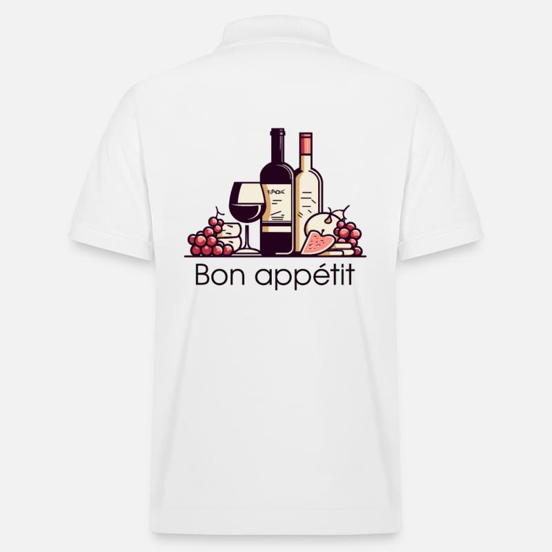 Wein, Trauben, Käse - Guten Appetit! - Stanley/Stella Unisex Bio-Poloshirt PREPSTER - Weiß