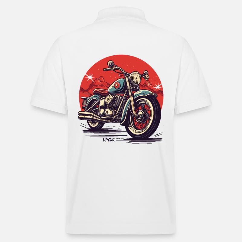 Großes Chopper-Motorrad - Stanley/Stella Unisex Bio-Poloshirt PREPSTER - Weiß