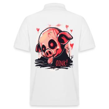 Nosferatu-Vampir-Zombie-Schweinchen, Oink! - Stanley/Stella Unisex Bio-Poloshirt PREPSTER - Weiß - Hinten - Andy (188cm)