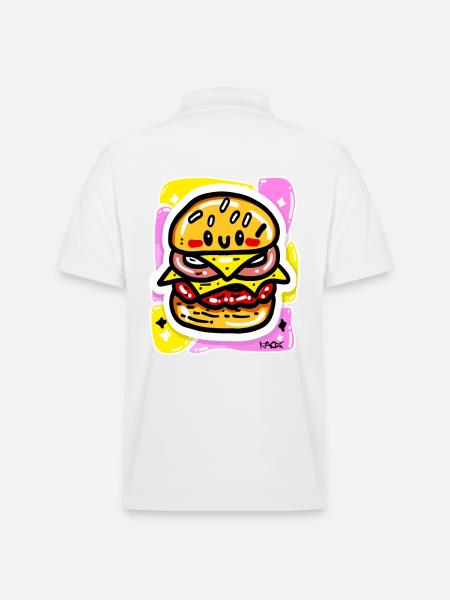 Happy Kawaii Burger - Stanley/Stella Unisex Organic Polo Shirt PREPSTER - white