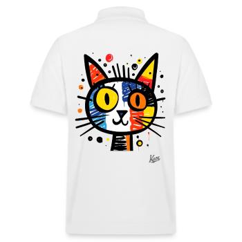Colorful Abstract Artistic Cats Portrait - Stanley/Stella Unisex Organic Polo Shirt PREPSTER - white - Back - Andy (188cm)
