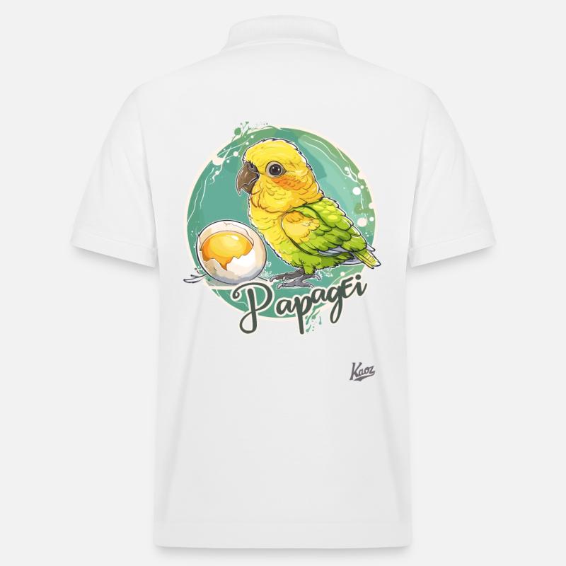 Parrot Egg: Parrot and Egg - Stanley/Stella Unisex Organic Polo Shirt PREPSTER - white