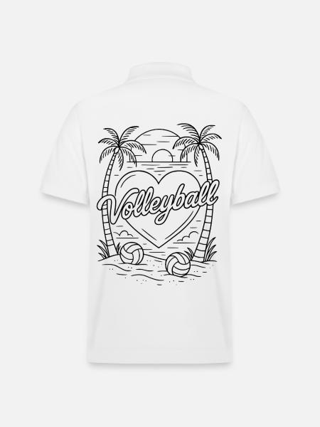 Volleyball Herz Minimalistisch - Stanley/Stella Unisex Bio-Poloshirt PREPSTER - Weiß