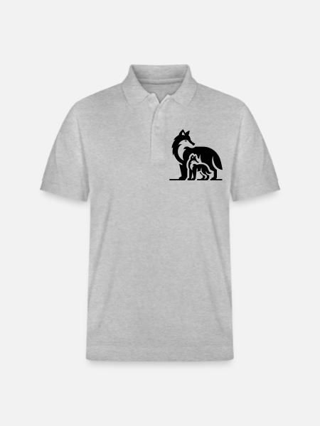 Wolf Wölfe Silhouette - Stanley/Stella Unisex Bio-Poloshirt PREPSTER - Grau meliert