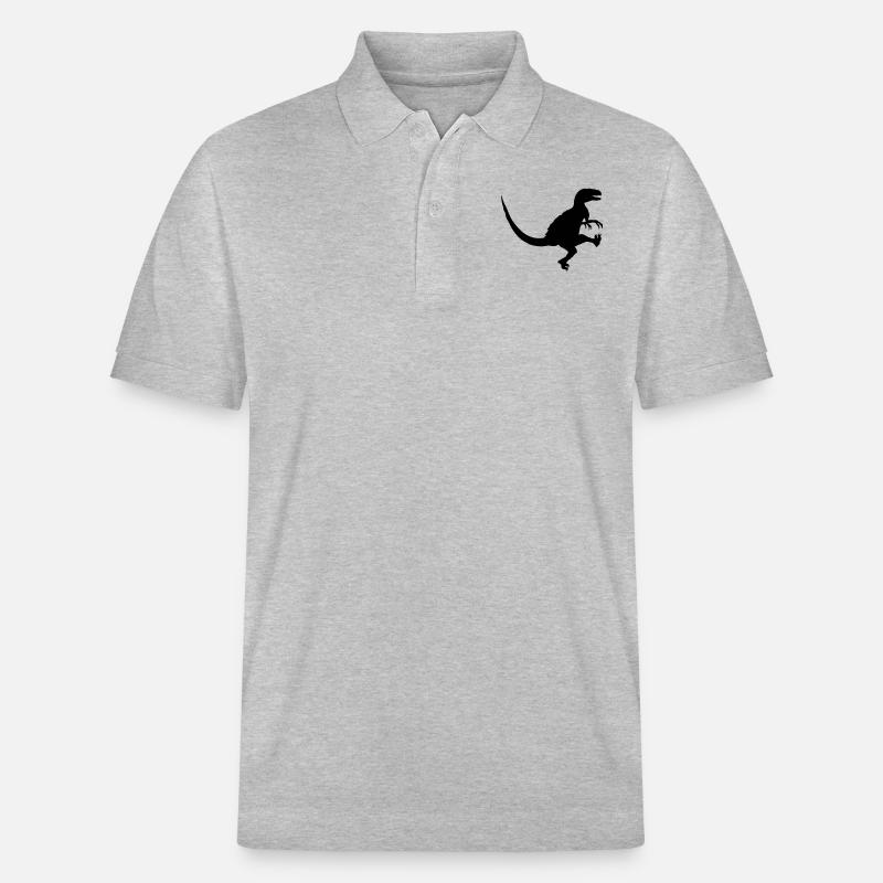 Tanzender angreifender Raptor T-Rex - Stanley/Stella Unisex Bio-Poloshirt PREPSTER - Grau meliert