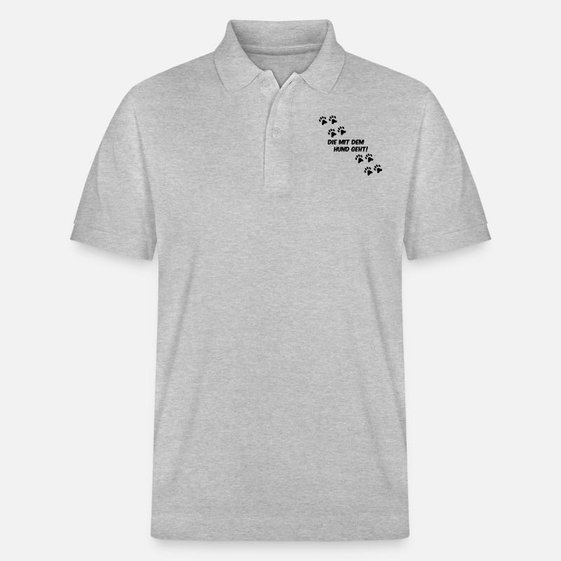 die_mit_dem_hund_geht_01 - Stanley/Stella Unisex Bio-Poloshirt PREPSTER - Grau meliert