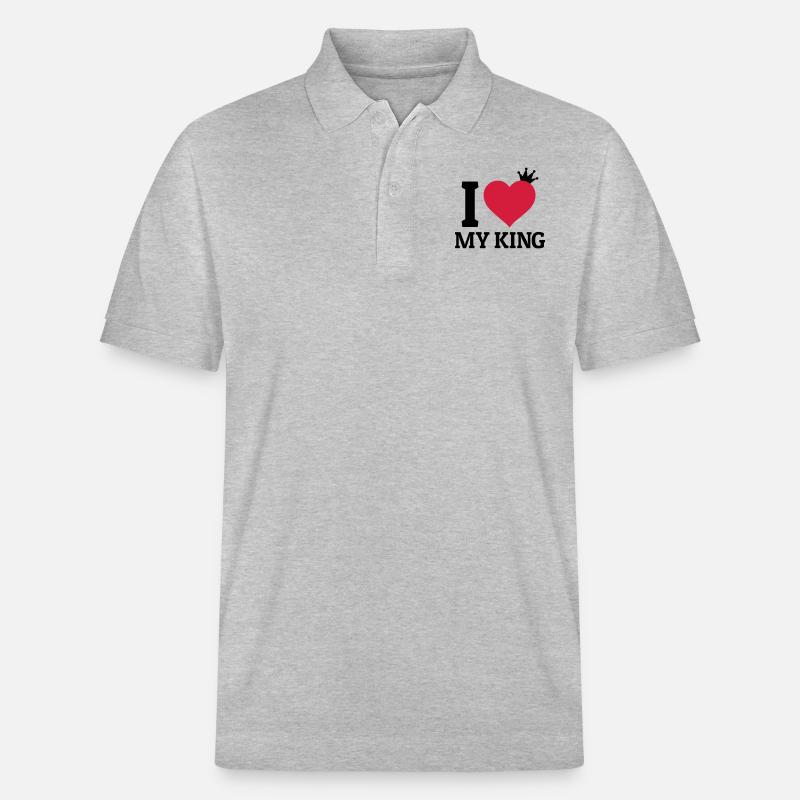 I love my King - Stanley/Stella Unisex Bio-Poloshirt PREPSTER - Grau meliert