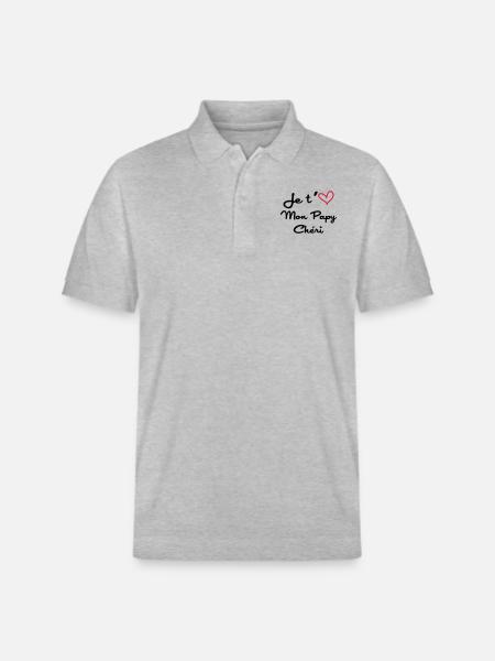 Papy Chéri / Grand-Père / Naissance / Bébé - Stanley/Stella Unisex Organic Polo Shirt PREPSTER - heather grey