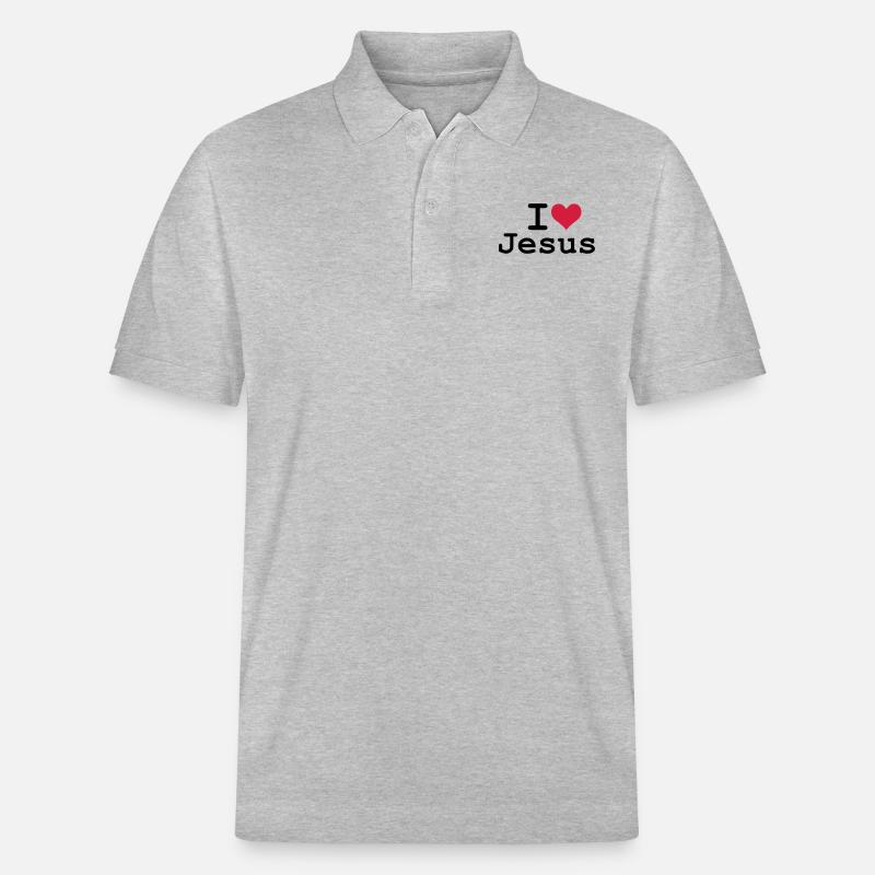 I Love Jesus - Stanley/Stella Unisex Bio-Poloshirt PREPSTER - Grau meliert