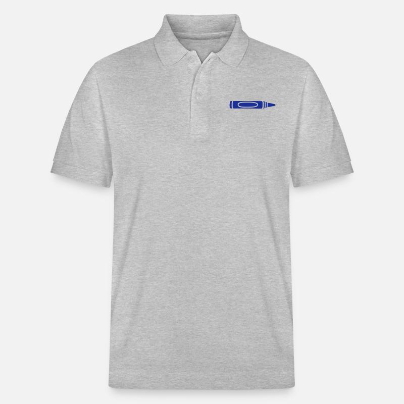 Blauer Wachsmalstift cool Design - Stanley/Stella Unisex Bio-Poloshirt PREPSTER - Grau meliert