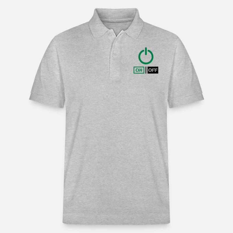 On Off Power Schalter Design - Stanley/Stella Unisex Bio-Poloshirt PREPSTER - Grau meliert