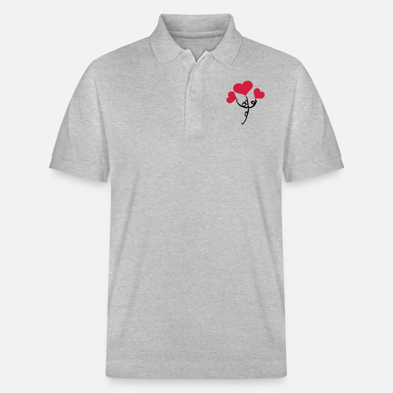 Rote Herzen Blume - Stanley/Stella Unisex Bio-Poloshirt PREPSTER - Grau meliert