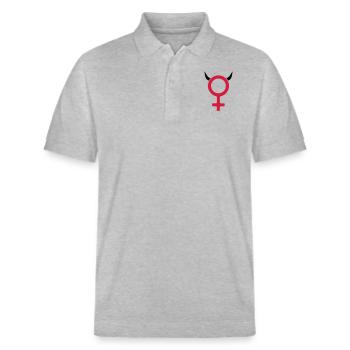 bad girl diable drôle Venus Symbole - Polo PREPSTER bio Stanley/Stella Unisexe - gris chiné - Devant - Roxy (174cm) & Andy (188cm)