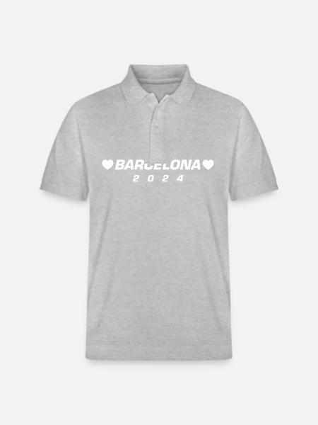 Barcelona 2024 Herz - Stanley/Stella Unisex Bio-Poloshirt PREPSTER - Grau meliert