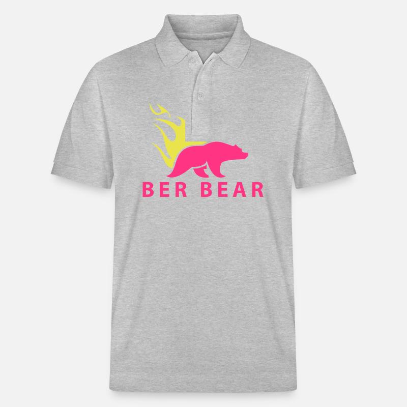 FlammenBär Rosa-Gelb - Stanley/Stella Unisex Bio-Poloshirt PREPSTER - Grau meliert