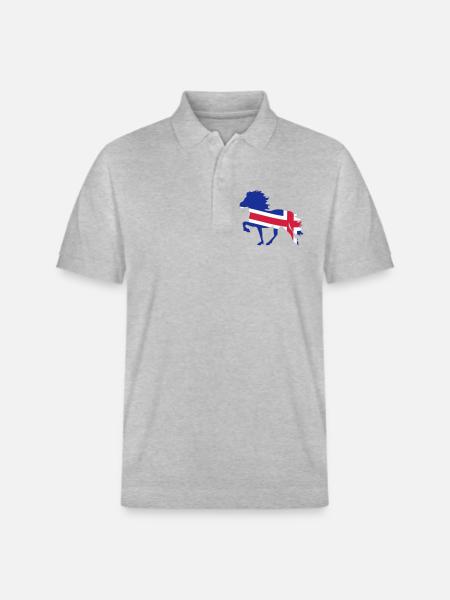 Icelandic horse flag - Stanley/Stella Unisex Organic Polo Shirt PREPSTER - heather grey