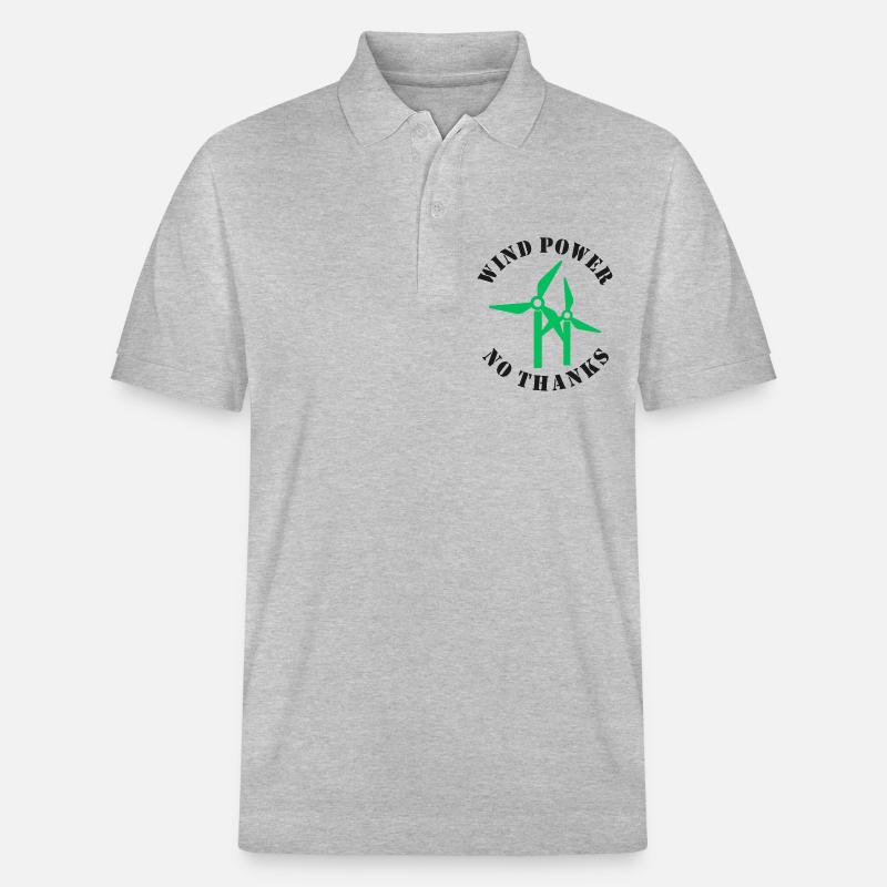 Énergie éolienne Non merci - Polo PREPSTER bio Stanley/Stella Unisexe - gris chiné