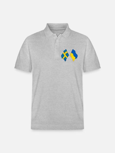 Flag Sweden, flag Ukraine - Stanley/Stella Unisex Organic Polo Shirt PREPSTER - heather grey