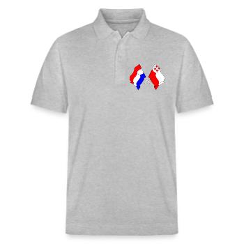 Drapeau des Pays-Bas, Utrecht croisé - Polo PREPSTER bio Stanley/Stella Unisexe - gris chiné - Devant - Roxy (174cm) & Andy (188cm)