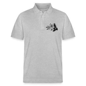Hugin und Munin mit Vegvisir Valknut - Stanley/Stella Unisex Bio-Poloshirt PREPSTER - Grau meliert - Vorne - Roxy (174cm) & Andy (188cm)