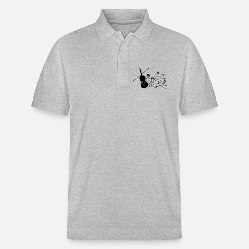Violine mit Noten Schattenbild, - Stanley/Stella Unisex Bio-Poloshirt PREPSTER - Grau meliert