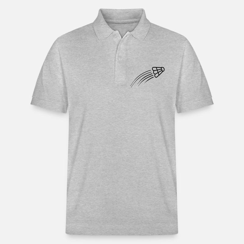 Badminton einfaches Shuttle-Logo - Stanley/Stella Unisex Bio-Poloshirt PREPSTER - Grau meliert
