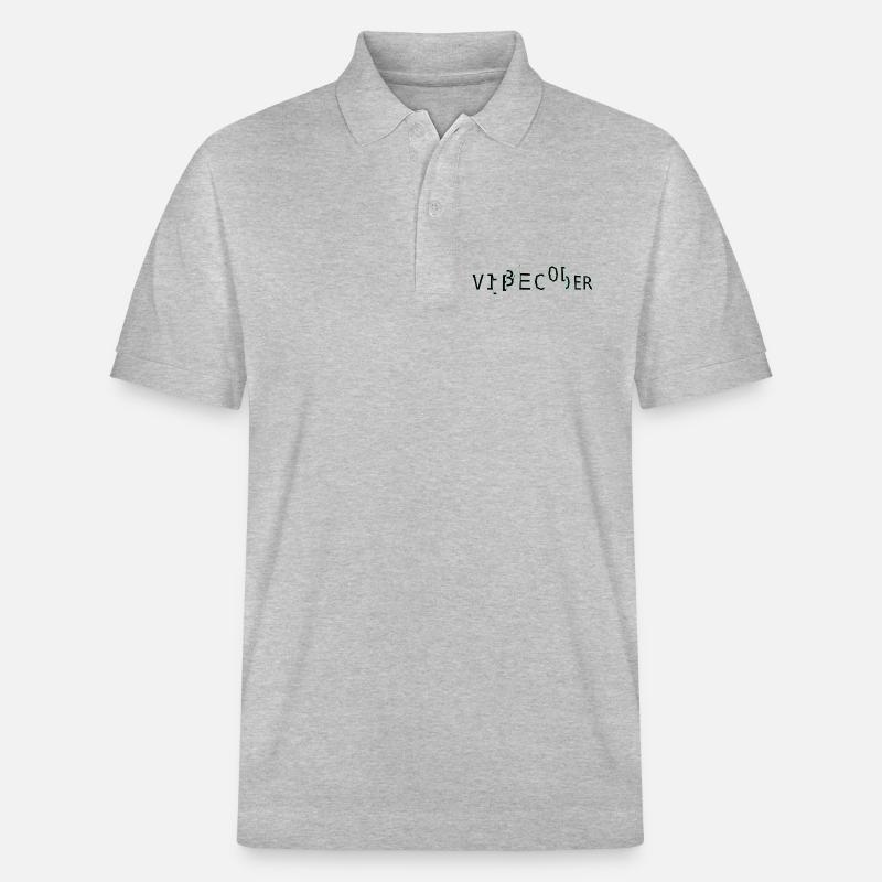 vibecoder_mono glitch - Stanley/Stella Unisex Organic Polo Shirt PREPSTER - heather grey