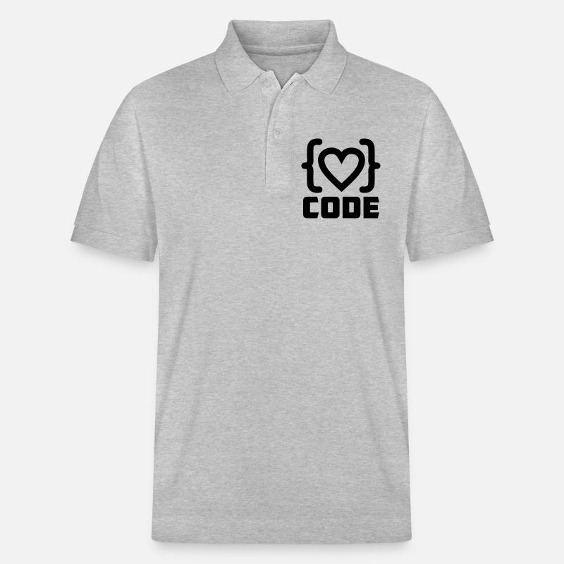 Herzprogrammierer Code Logo mit Text CODE - Stanley/Stella Unisex Bio-Poloshirt PREPSTER - Grau meliert