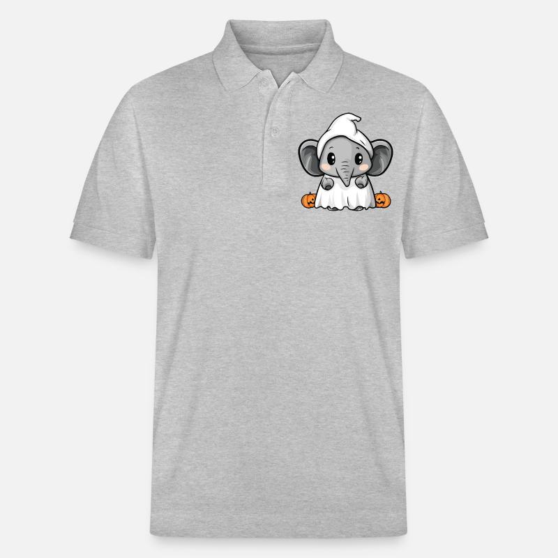 Elefant Halloween Comic Geist - Stanley/Stella Unisex Bio-Poloshirt PREPSTER - Grau meliert