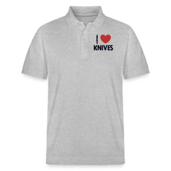 Ich liebe Messer Metzgermesser Restaurierungsmesser - Stanley/Stella Unisex Bio-Poloshirt PREPSTER - Grau meliert - Vorne - Roxy (174cm) & Andy (188cm)
