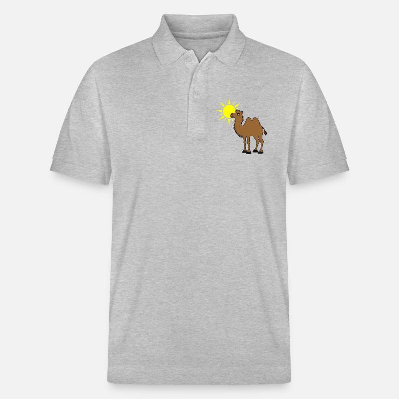 Kamel mit Sonne in der Wüste - Stanley/Stella Unisex Bio-Poloshirt PREPSTER - Grau meliert