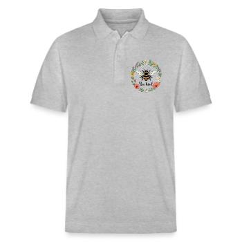 Abeille dans la conception de la couronne de fleurs - Polo PREPSTER bio Stanley/Stella Unisexe - gris chiné - Devant - Roxy (174cm) & Andy (188cm)