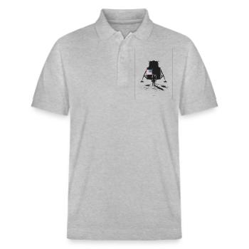 Moon Landing Astronaut and Flag - Stanley/Stella Unisex Organic Polo Shirt PREPSTER - heather grey - Front - Roxy (174cm) & Andy (188cm)