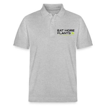EAT MORE PLANTS | PlantPower-NoLimits - Stanley/Stella Unisex Organic Polo Shirt PREPSTER - heather grey - Front - Roxy (174cm) & Andy (188cm)