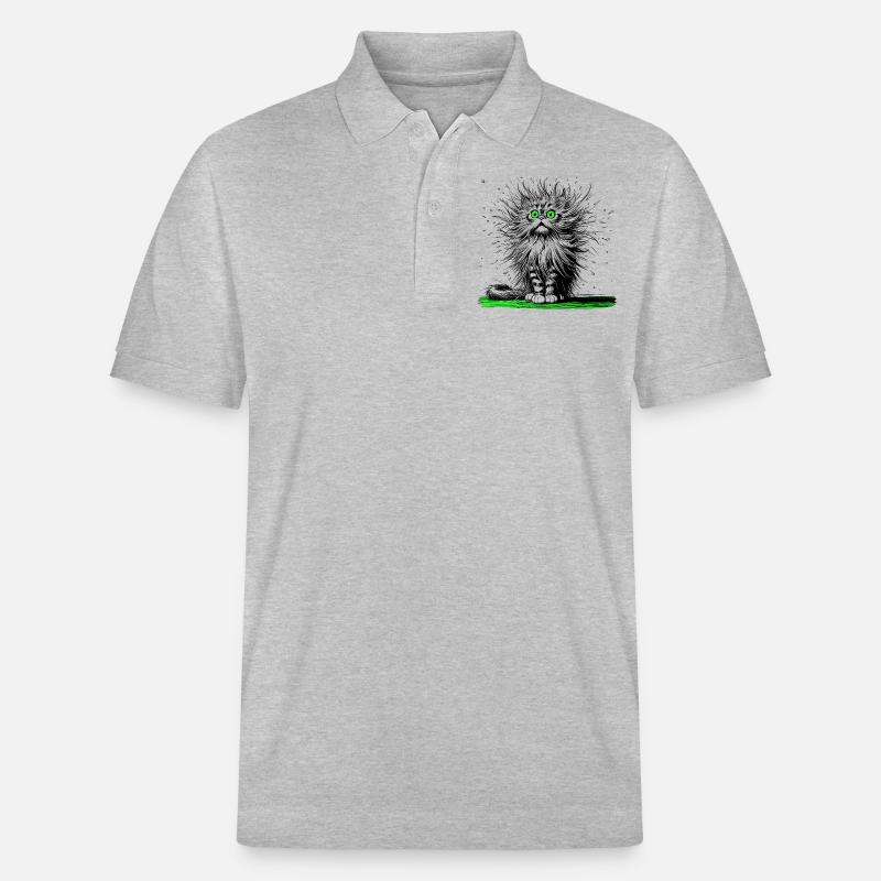 Katze, Comic, witzig, lustig - Stanley/Stella Unisex Bio-Poloshirt PREPSTER - Grau meliert