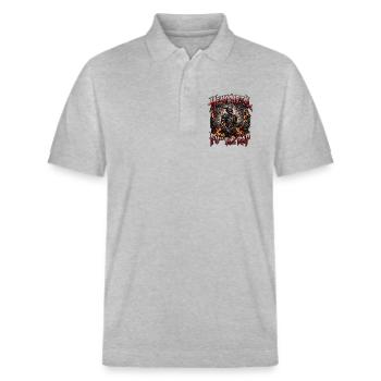 Heavy Metal Rocker Demon - Heavy Metal vs Rap - Polo PREPSTER bio Stanley/Stella Unisexe - gris chiné - Devant - Roxy (174cm) & Andy (188cm)