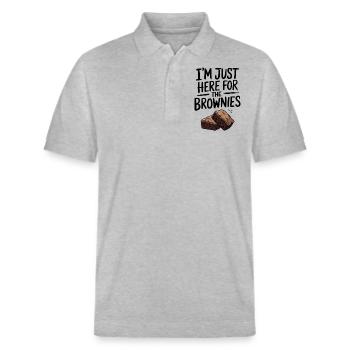 Brownies Saying Pastry Funny Brownie Gift - Stanley/Stella Unisex Organic Polo Shirt PREPSTER - heather grey - Front - Roxy (174cm) & Andy (188cm)
