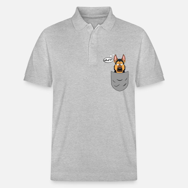 Schäferhund in Brusttasche, lustig - Stanley/Stella Unisex Bio-Poloshirt PREPSTER - Grau meliert
