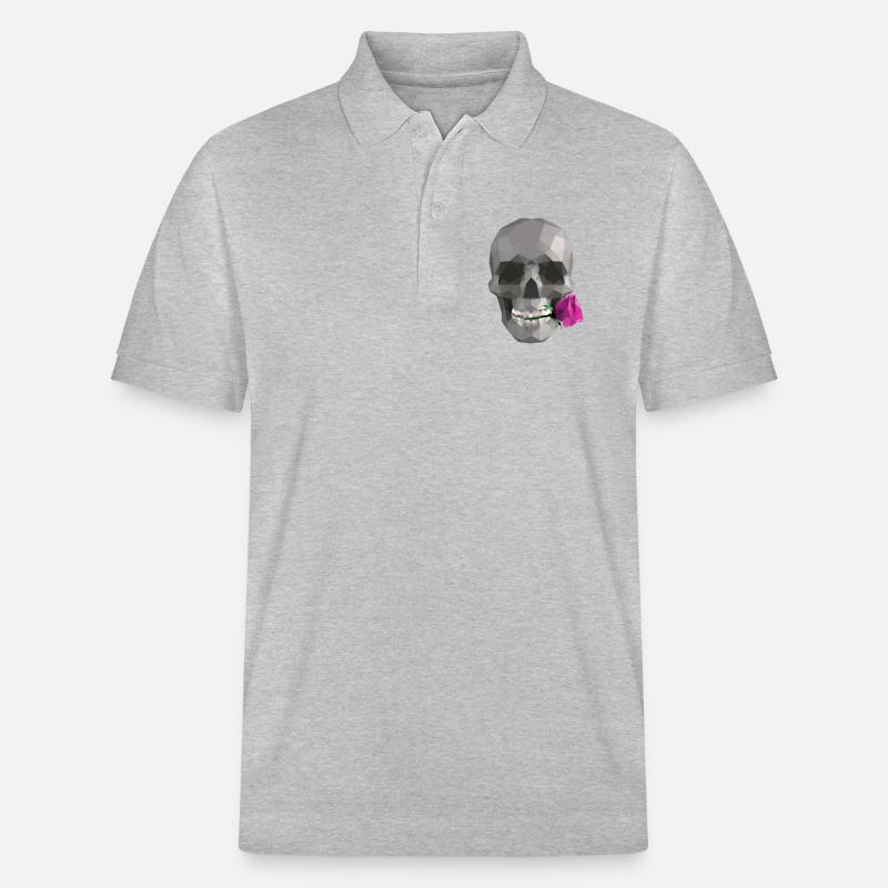 Low Poly Grey Skull – Geometrisch-Romantisch-Gothic - Stanley/Stella Unisex Bio-Poloshirt PREPSTER - Grau meliert