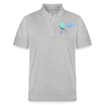 Baleine - baleine à bosse - mammifère marin - cadeau - Polo PREPSTER bio Stanley/Stella Unisexe - gris chiné - Devant - Roxy (174cm) & Andy (188cm)